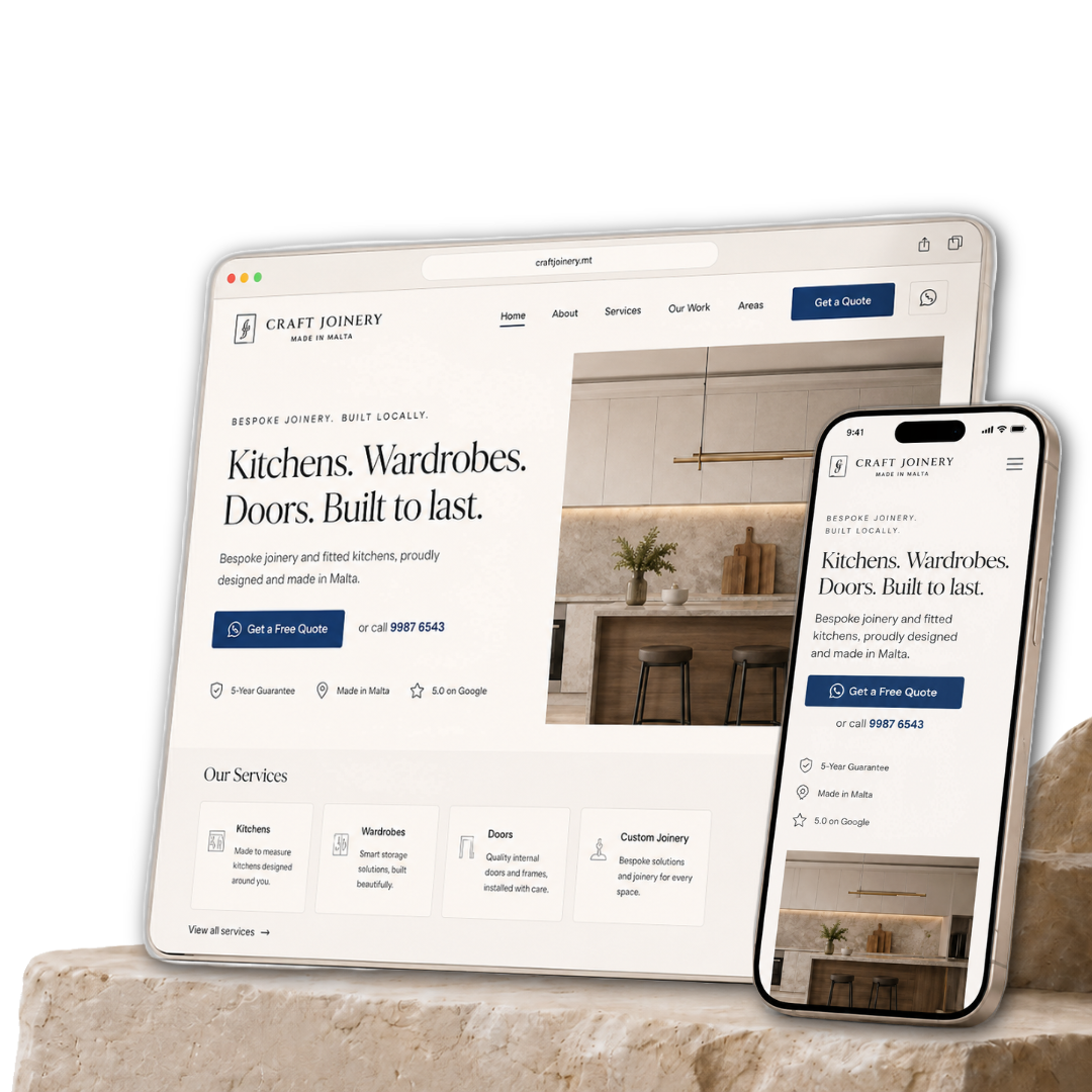 Mobile-first website preview for a Malta and Gozo business